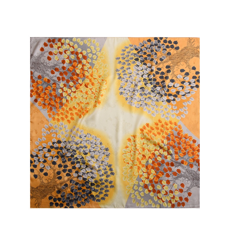 Khăn Quàng Cổ Lụa Hình Vuông 90 * 90cm In Họa Tiết Hoa Phong Cách Hàn Quốc Thời Trang Xuân Hè