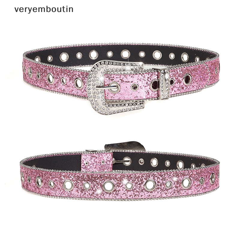 Thắt Lưng Da PU Đính Đá Lấp Lánh Phong Cách Cao Bồi Phương Tây Y2K Cho Nam Và Nữ