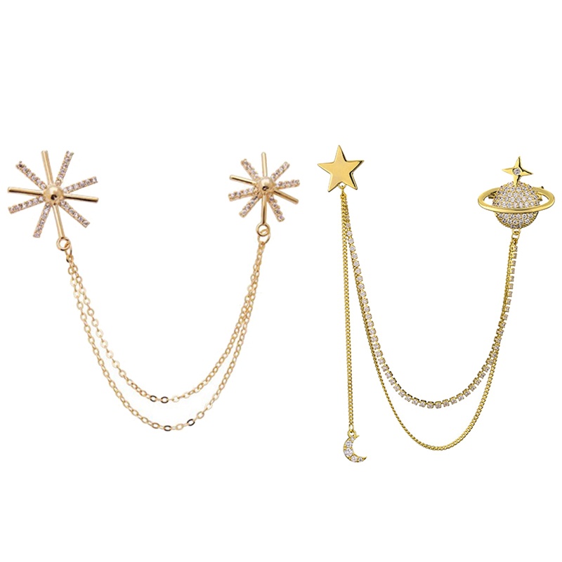 Ygt Ghim Cài Áo Hình Bông Tuyết Ngôi Sao Mặt Trăng Tua Rua Đính Đá Zircon Cho Nữ