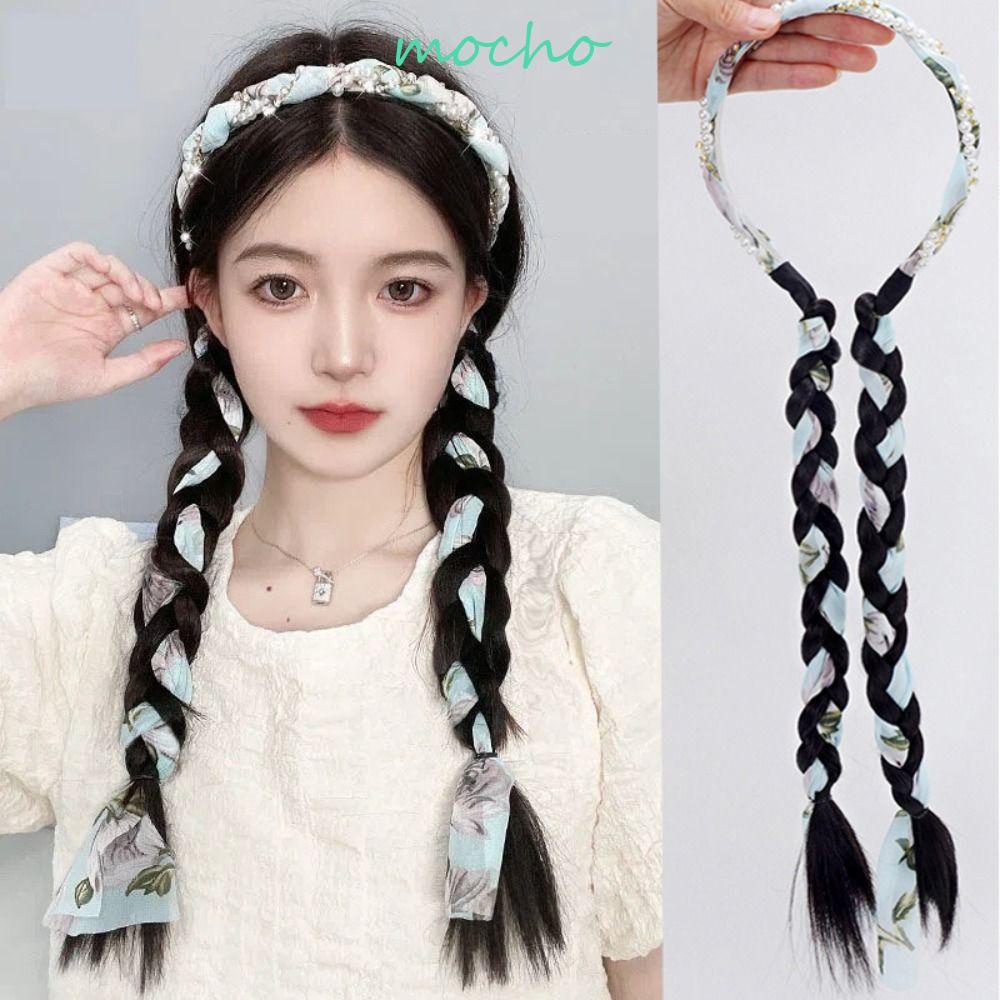 Mocho Tóc Giả Thắt Bím Đuôi Ngựa Bằng Sợi Tổng Hợp Màu Nâu Tự Nhiên Dạng Kẹp Dài Chịu Nhiệt