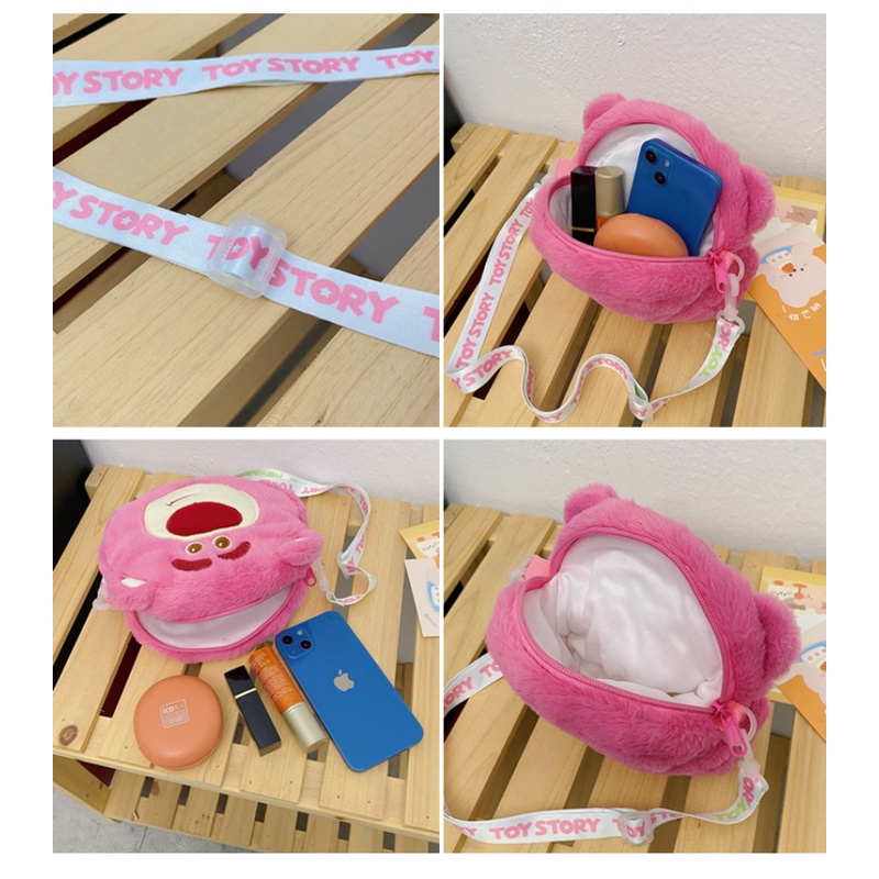 Túi Xách Đeo Vai Phủ Bông In Hoạt Hình Phong Cách Nhật Bản Đáng Yêu Dành Cho Nữ