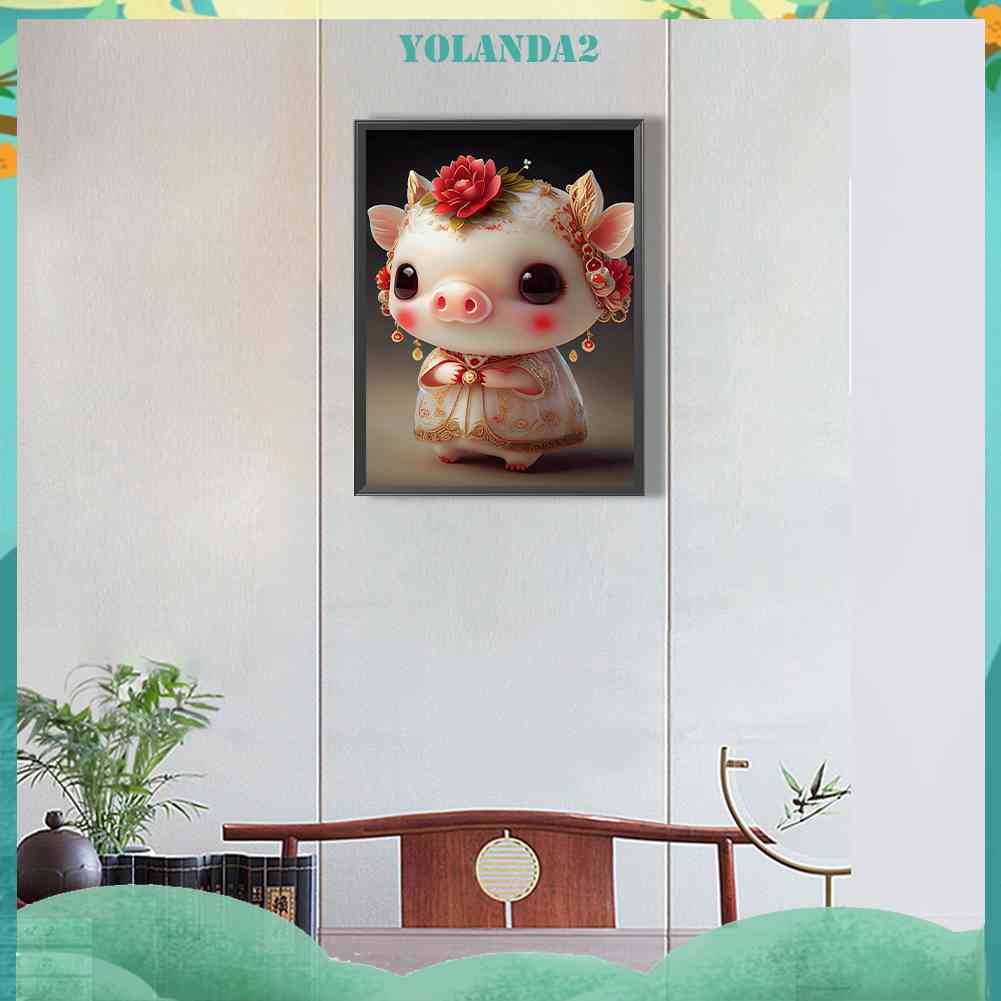 Tranh Đính Đá Kim Cương Toàn Bộ 5D DIY Hình Vẽ Heo