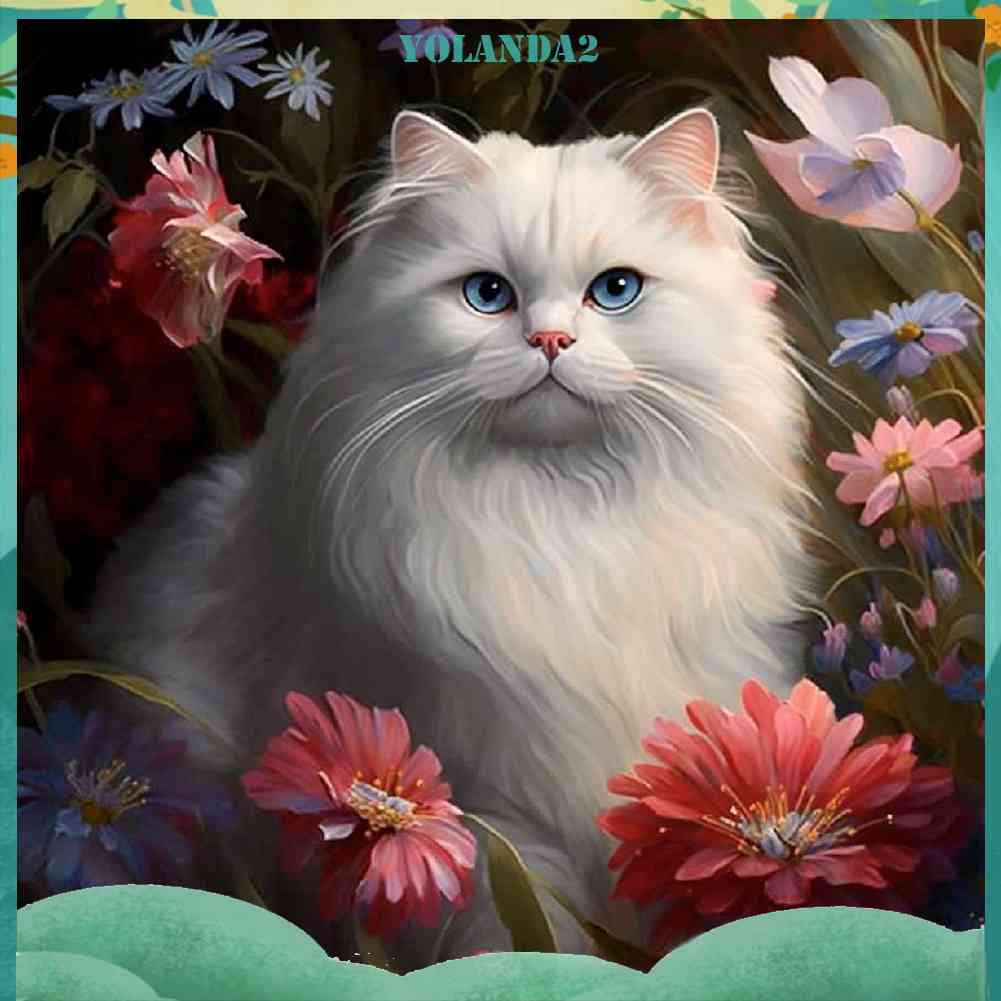 Tranh Đính Đá Kim Cương Toàn Bộ 5D DIY Hình Vẽ Mèo Trang Trí Nhà Cửa