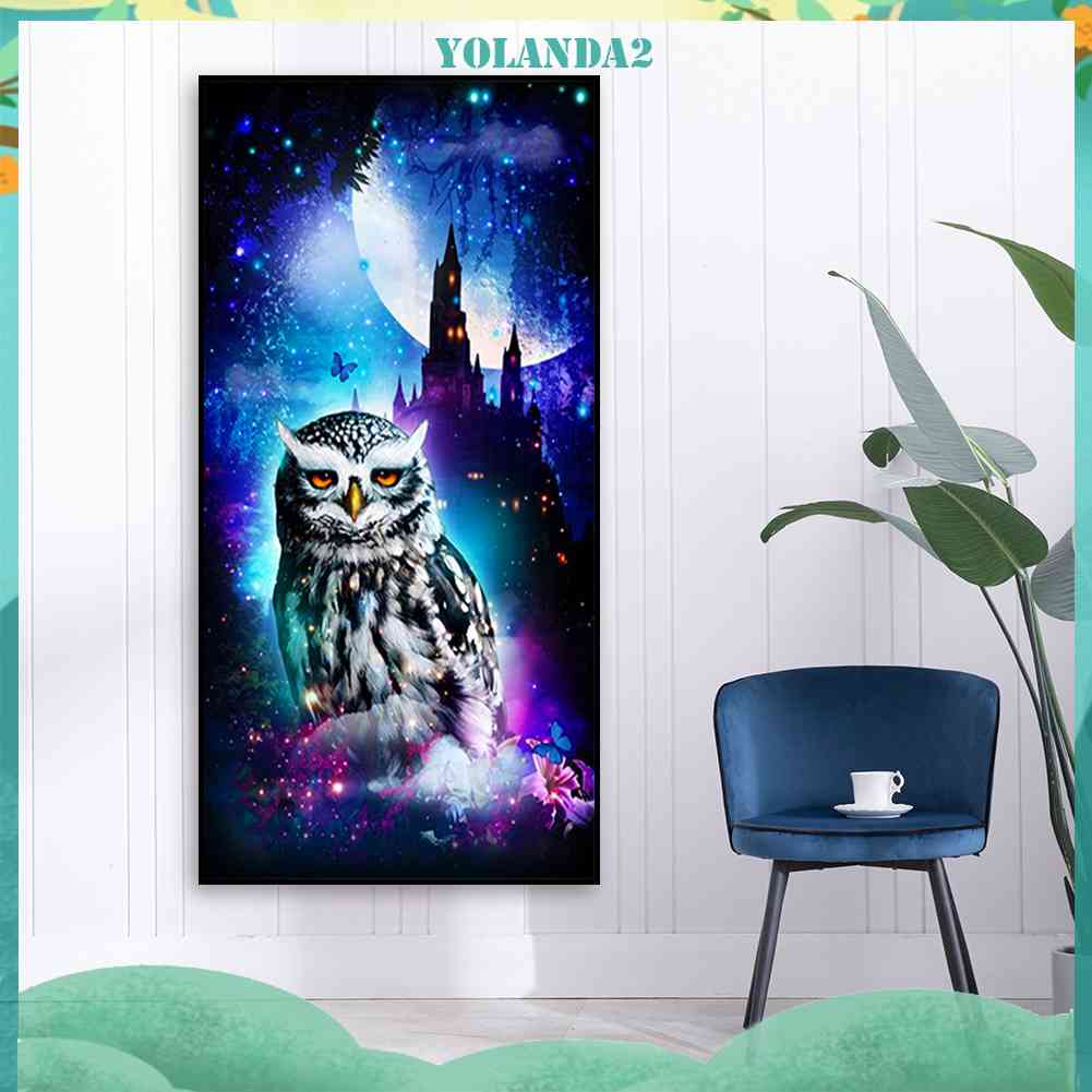 Bộ Tranh Đính Đá 5D Tự Làm Toàn Diện Họa Tiết Chim Cú Đêm Dùng Trang Trí Tường