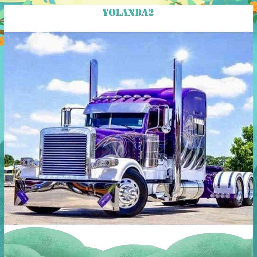 Tranh Đính Đá Kim Cương Toàn Bộ Hình Xe Nông Trại Màu Tím