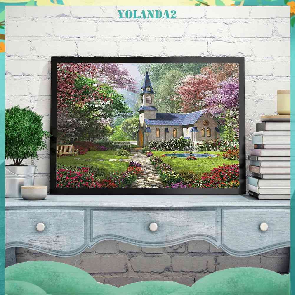 Bộ Tranh Đính Đá 5D Họa Tiết Ngôi Nhà Rừng Độc Đáo DIY Dùng Trang Trí