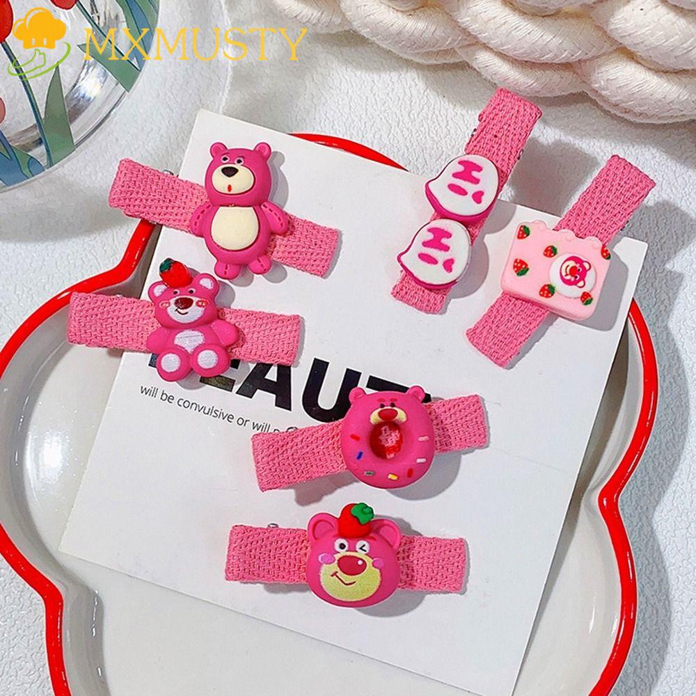 Kẹp Tóc Hình Nơ / Gấu / Quả Dâu Tây Màu Sắc Ngọt Ngào Đơn Giản Cho Bé Gái