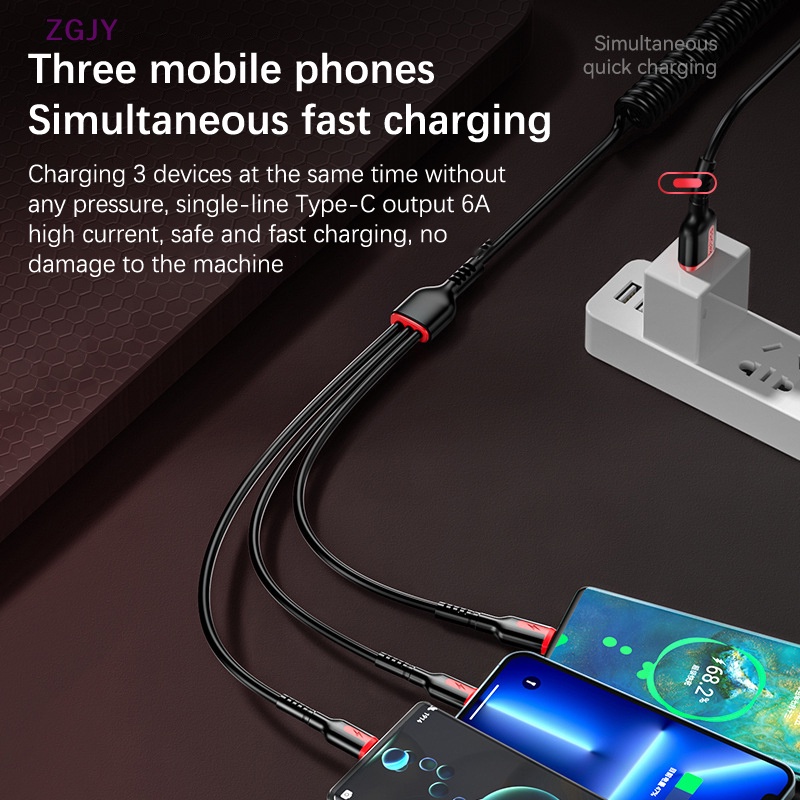 Cáp Sạc Nhanh USB 3 Trong 1 Chất Lượng Cao Có Thể Thu Gọn Cho Điện Thoại Android Mới