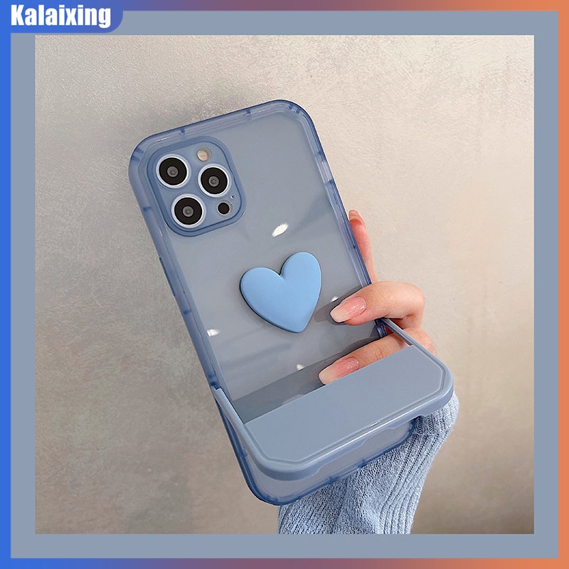 Ốp Điện Thoại Cứng Trong Suốt Có Giá Đỡ Hình Trái Tim Cho iPhone 14 Pro Max 13 Pro Max 7Plus 8Plus