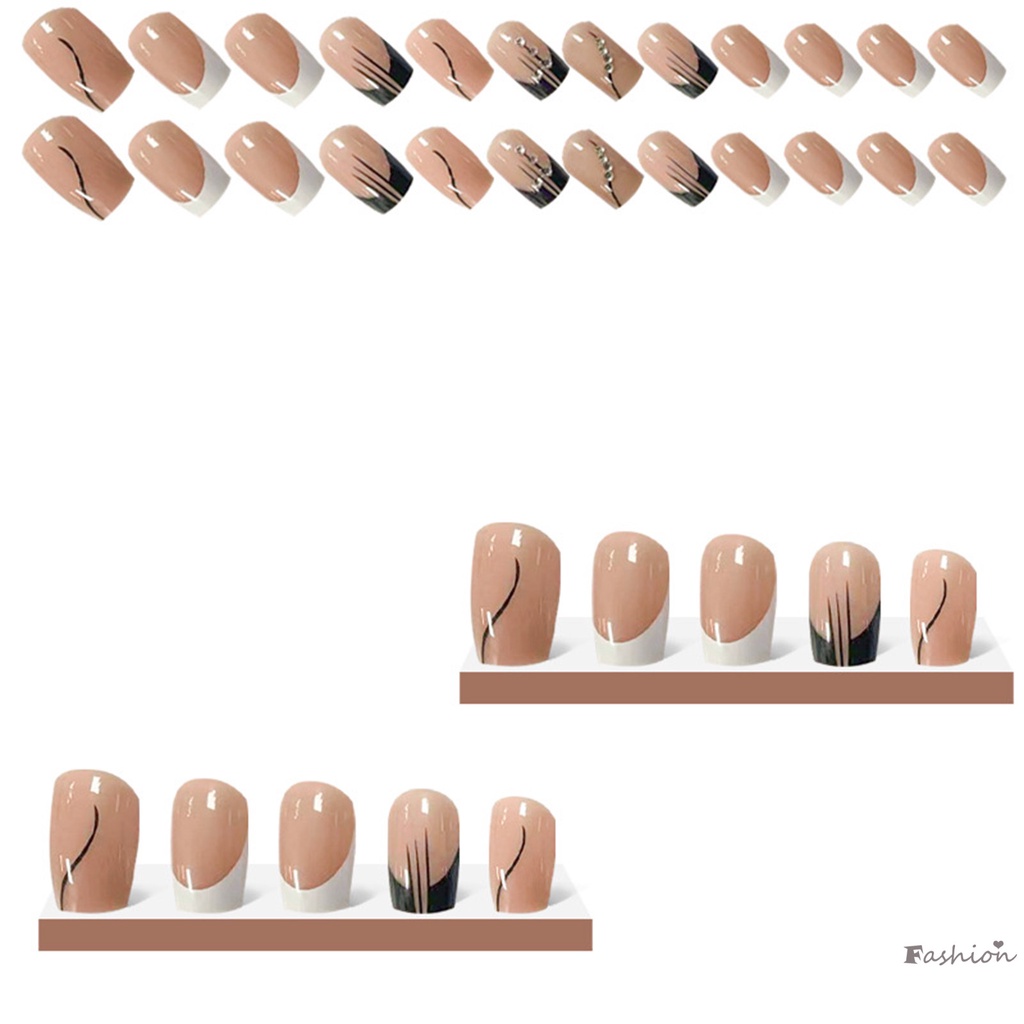 Bộ Móng Tay Giả Màu Đen Thoải Mái Che Phủ Toàn Diện