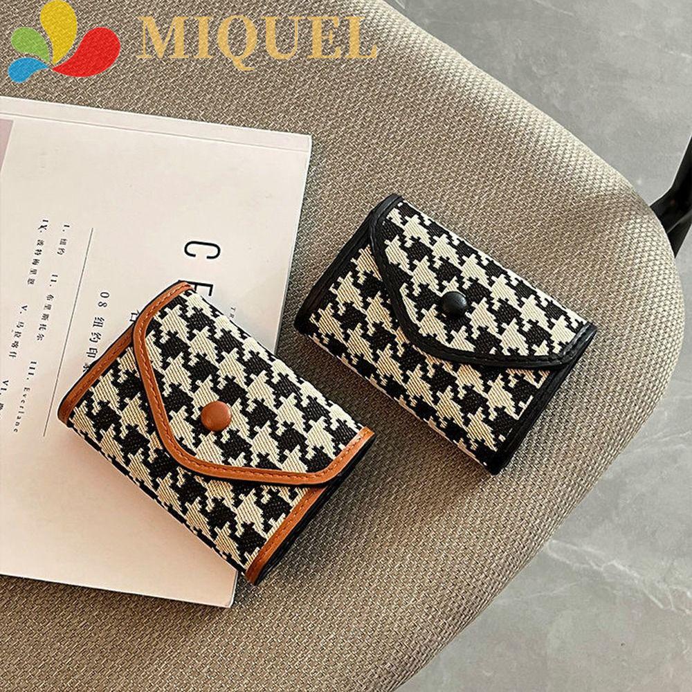 Ví Đựng Tiền Xu Mini Bằng Da PU Họa Tiết Kẻ Ô Nhiều Ngăn Cho Nam Và Nữ