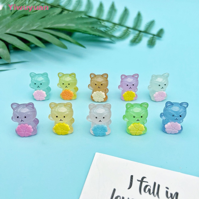 Bộ 2 Đồ trang trí Cáo Dạ Quang Bằng Nhựa Resin Đáng Yêu Trang Trí Tiểu Cảnh Mới