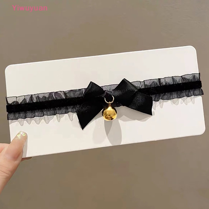 < Yiwuyuan > Băng Đô Tai Mèo Phối Ren Đính Chuông Hóa Trang Dự Tiệc Cho Nữ