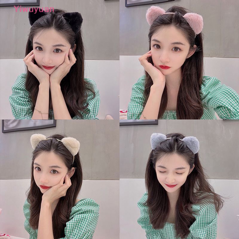 Băng Đô Tai Mèo Nhồi Bông Dễ Thương Dùng Hóa Trang / Rửa Mặt