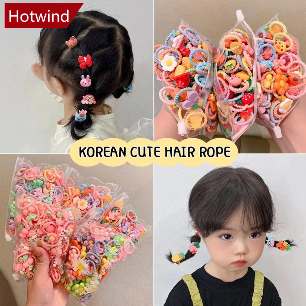 Set 20 Dây Buộc Tóc Co Giãn Đính Nơ Hoạt Hình Dễ Thương Cho Bé B4O8