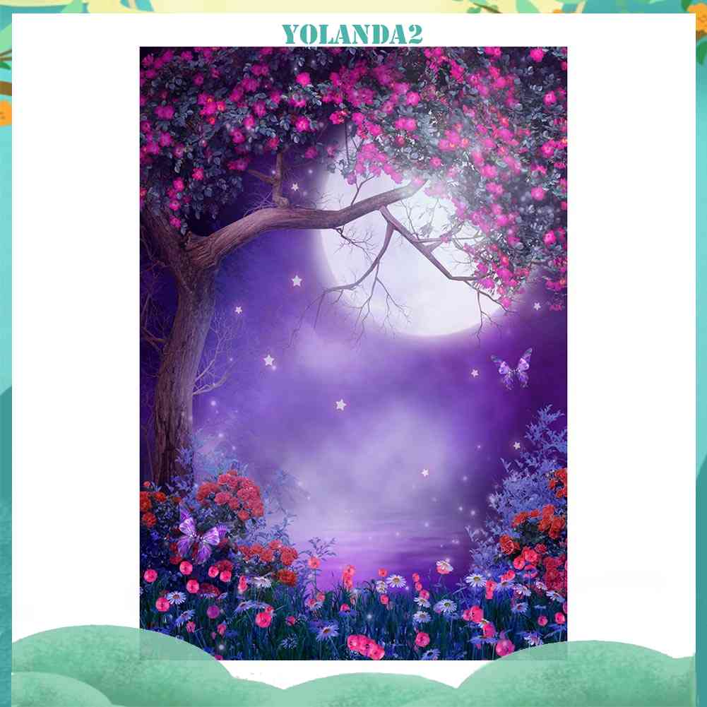 Tranh Đính Đá Kim Cương Toàn Bộ 5D DIY Hình Vẽ Trăng Và Cây