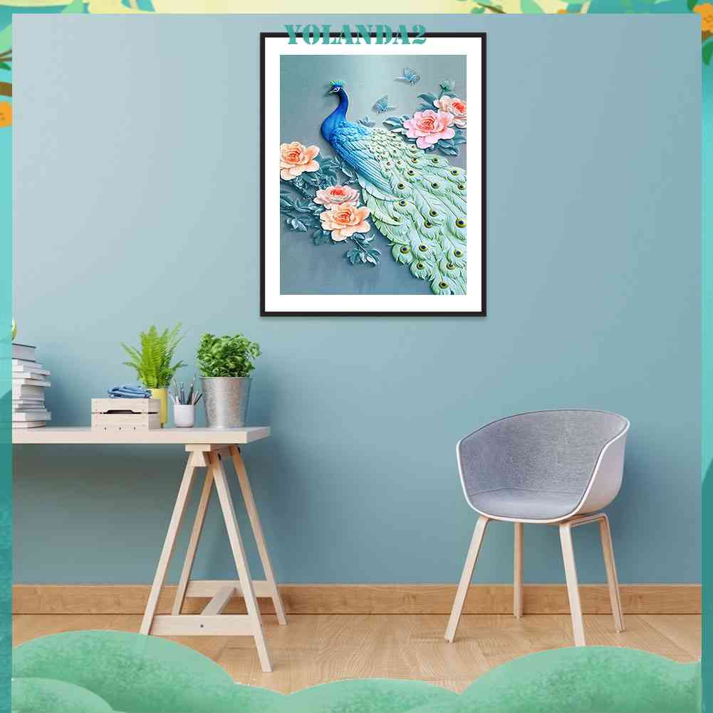 Tranh Thêu Chữ Thập Đính Đá Kim Cương Tròn Hình Vẽ Chim Đẹp