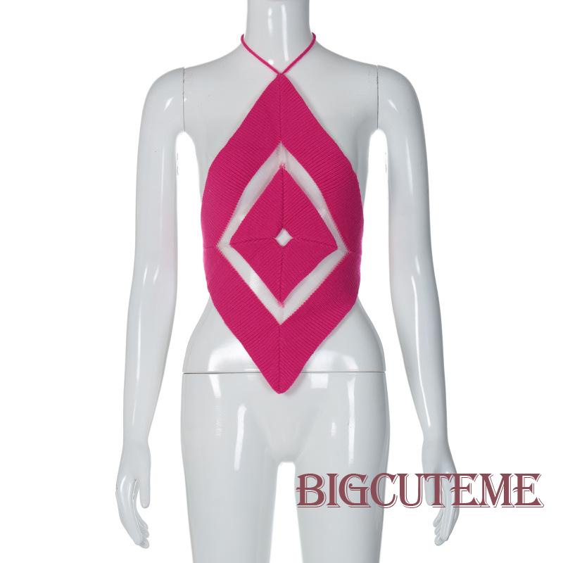 [] - Áo Dệt Kim Không Tay Hở Lưng Phối Dây Cột Thời Trang Mùa Hè Cho Nữ