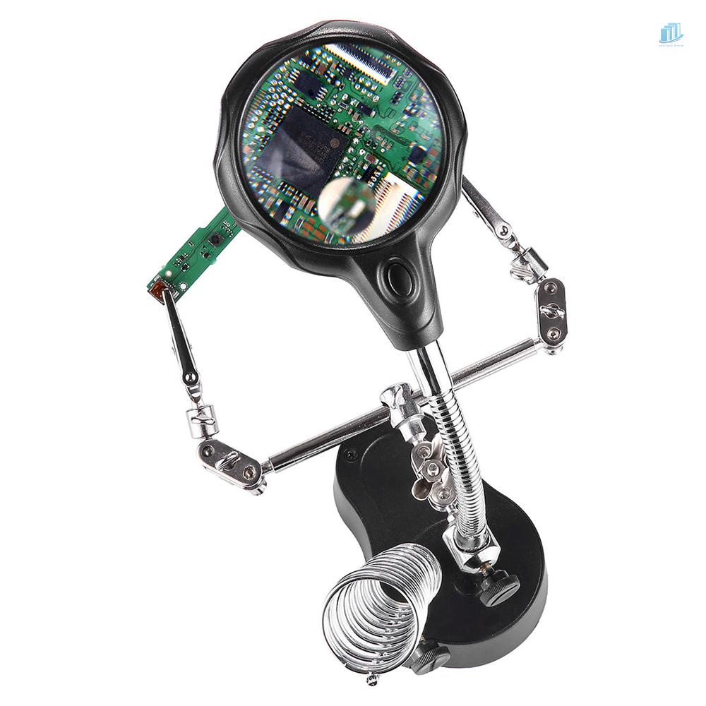 Kính Lúp s2mwvn 3.5x 12X Kẹp Cá Sấu Có Đèn LED Có Thể Điều Chỉnh Tiện Dụng Đen