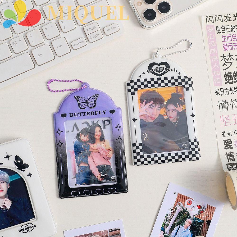 Ví Đựng Thẻ Bằng PVC Họa Tiết Kẻ Sọc / Bưu Thiếp Dễ Thương Tiện Dụng Cho Học Sinh