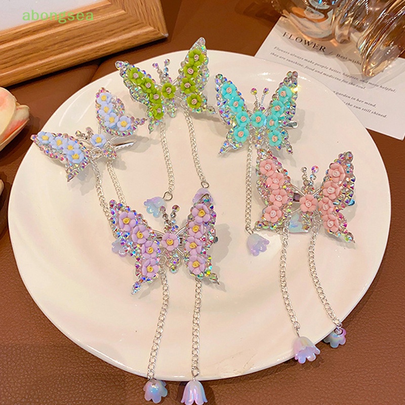 Kẹp Tóc Hình Cánh Bướm Phối Tua Rua Dễ Thương Cho Bé Gái