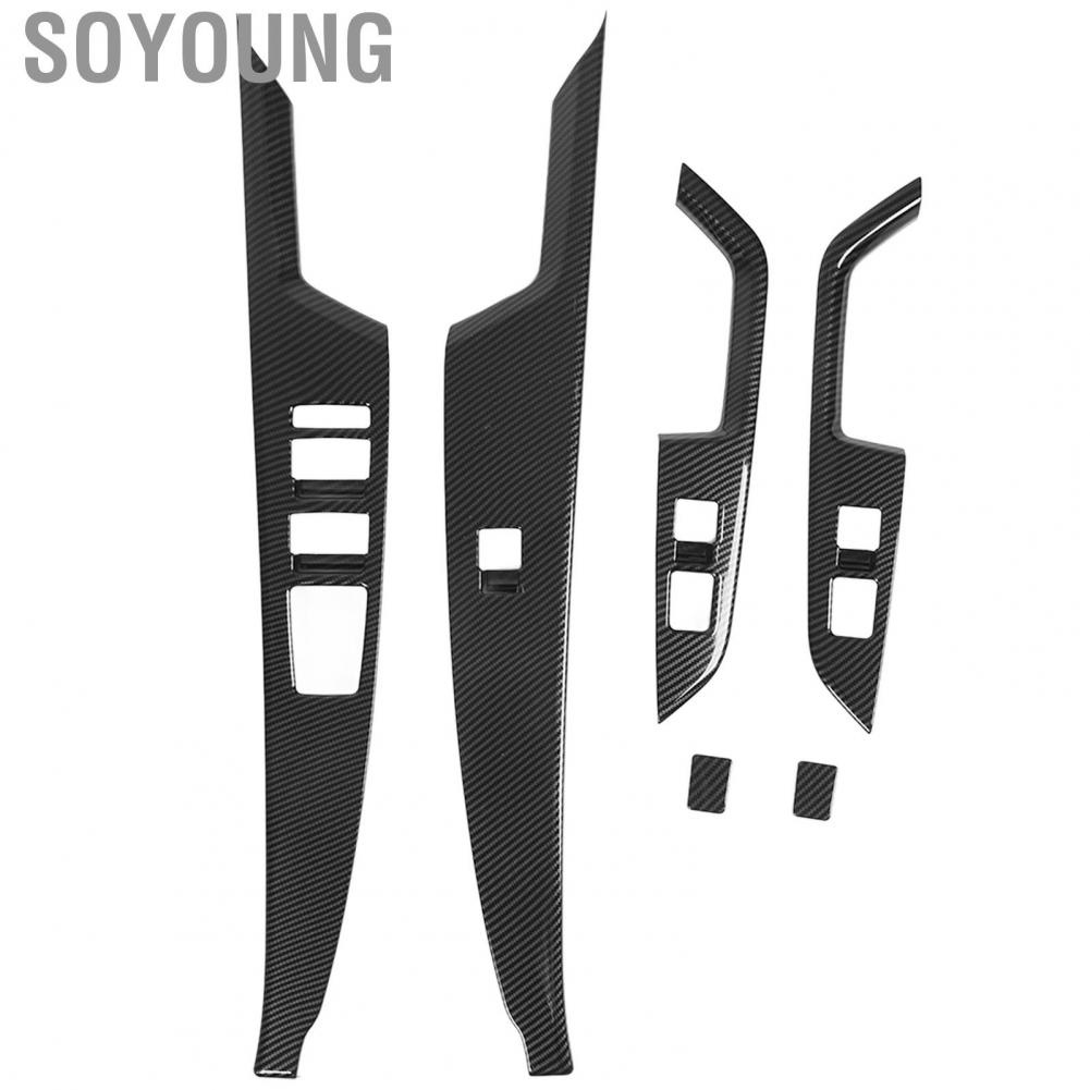 Soyoung Interior Window Lift Control Switch Trim  6 PCS Textured Car Frame Cover Left Drive Side for Auto