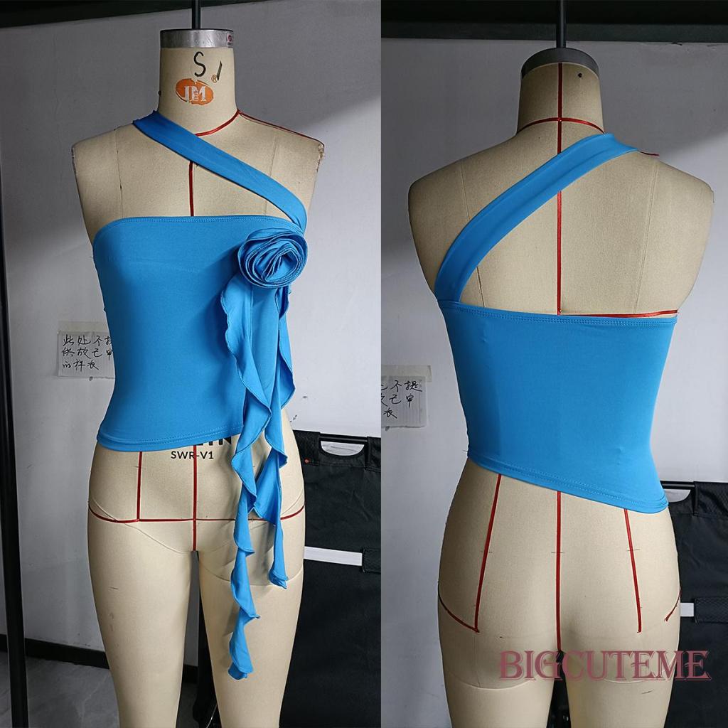 Áo Hai Dây Màu Trơn Họa Tiết Hoa 3D Thời Trang Mùa Hè Cho Nữ