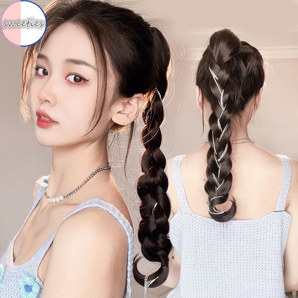 Tóc Giả Thắt Bím Đuôi Ngựa Dài 50cm Có Kẹp Dành Cho Nữ