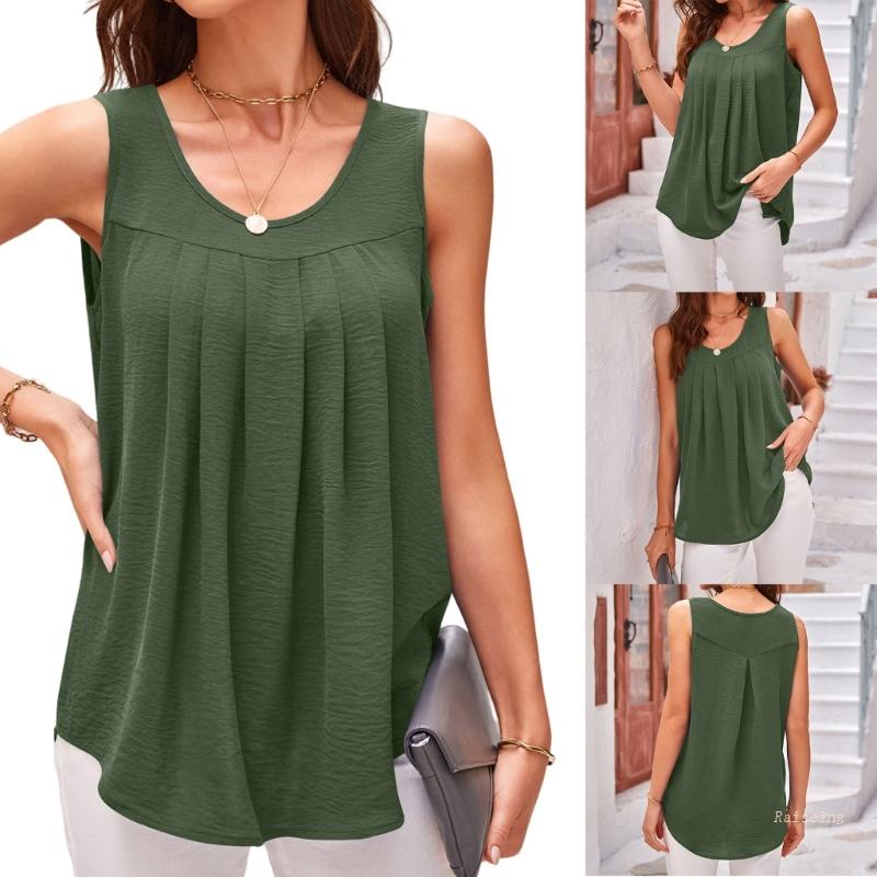 Áo Thun Không Tay Cổ Tròn Dáng Rộng Thời Trang Cho Nữ