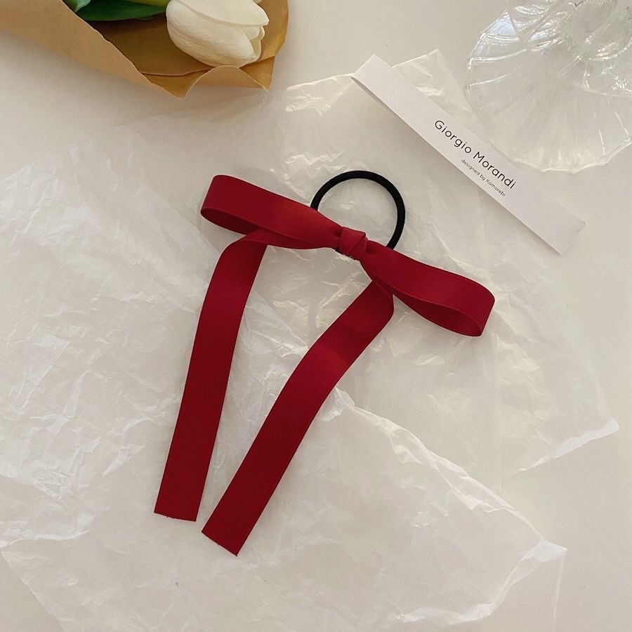 Dây Cột Tóc Ruy Băng Dài Co Giãn Đính Nơ Tua Rua Thời Trang Cho Nữ