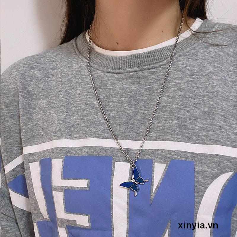 Vòng cổ Mặt Bướm Thay Đổi Màu Sắc Theo Phong Cách Retro Dành Cho Nữ