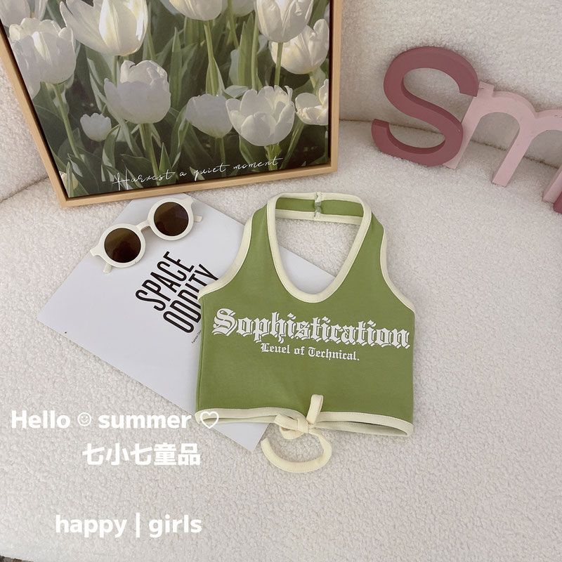 Áo Hai Dây Mùa Hè 2023 In Họa Tiết Phong Cách Hàn Quốc Cho Bé Gái