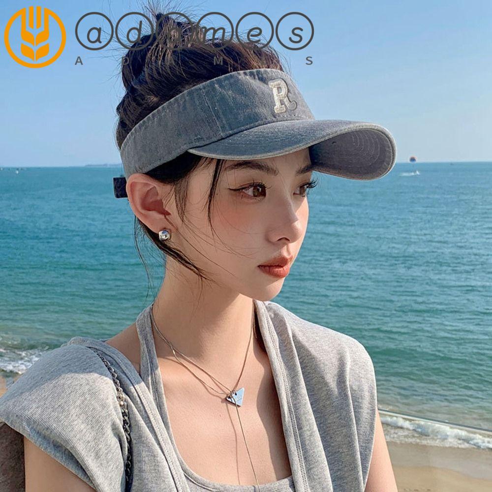 Mũ Lưỡi Trai Denim Chống Nắng Hở Chóp Thêu Chữ Thời Trang Mùa Hè Cho Nữ