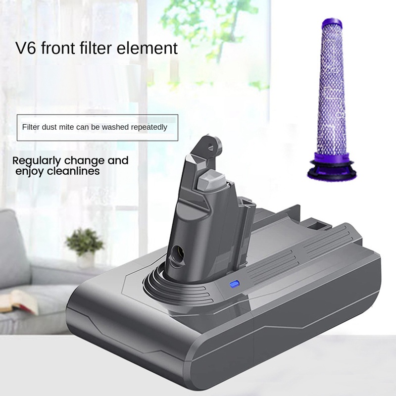 Bộ Chuyển Đổi Pin V6 DC62 21.6V + Bộ Lọc Trước Cho Dyson V6 SV04 SV03 DC58 DC59 DC61 DC74 DC72 Series