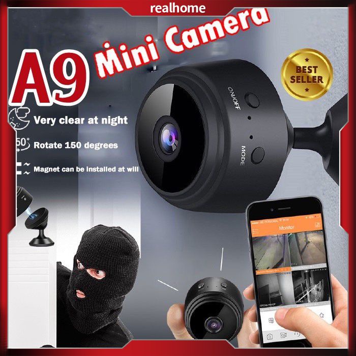 Camera An Ninh Video Không Dây A9 Wifi Mini 1080P Hd Chính Hãng Camera Mini Không Dây Video Với Tầm Nhìn Ban Đêm Tốc Độ Di Động Bluetooth Phát Hiện Chuyển Động Realhome