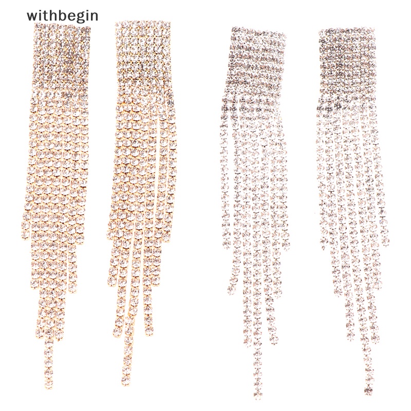 Bông Tai Mạ Bạc 925 Dáng Dài Đính Pha Lê Lấp Lánh Phong Cách Cổ Điển Thời Trang