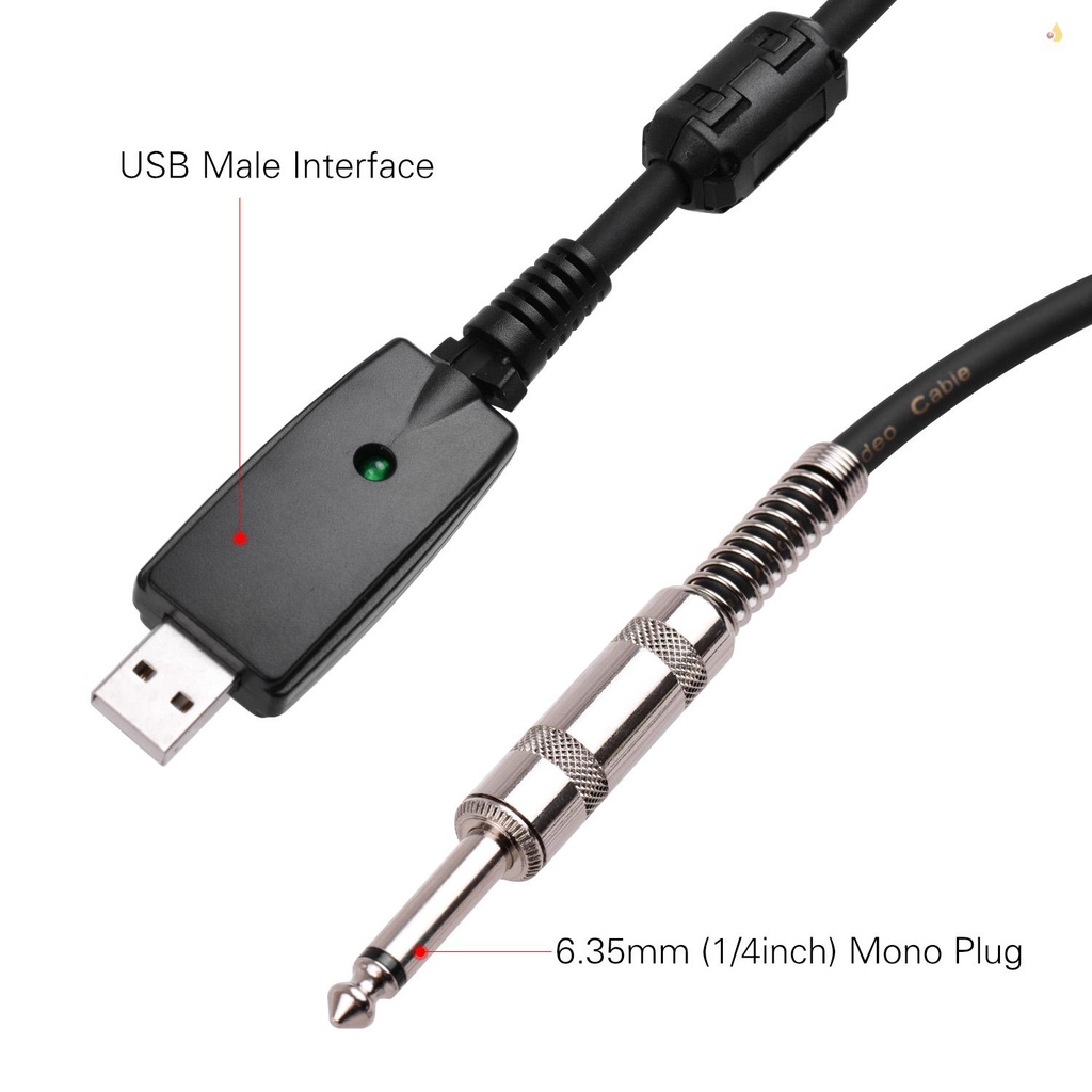 Dây Cáp Kết Nối Đàn Guitar Điện Andio Giao Diện USB 6.35mm (1 / 4inch) Mono