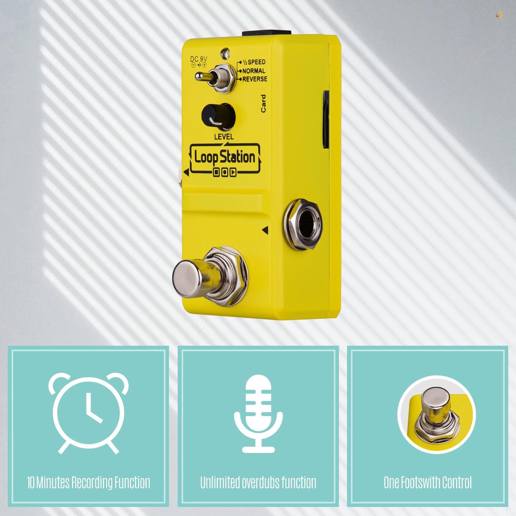 Bàn Đạp Hiệu Ứng Vòng Lặp Hoạt Hình Mini 10 Phút 3 Chế Độ Làm Việc True Bypass Bằng Kim Loại Với Thẻ Nhớ 1GB