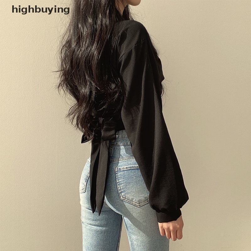 Áo Kiểu Nữ Tay Dài Cổ Chữ V Màu Sắc Thanh Lịch