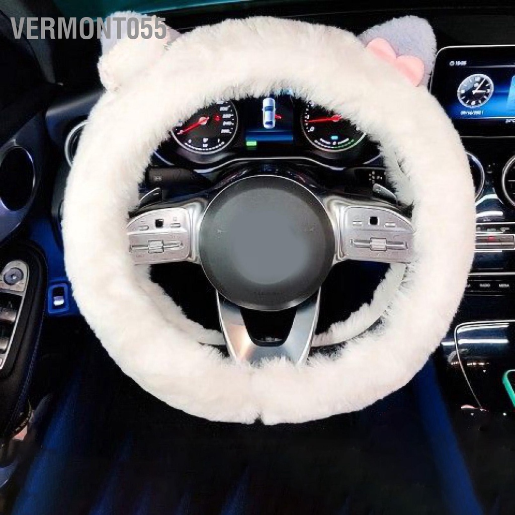 Vermont055 Sang Trọng Bọc Vô Lăng 15 Inch Mềm Mại Ấm Chống Trơn Trượt Dễ Thương Cho Nữ Xe Ô Tô