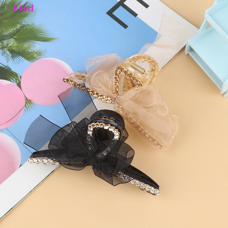 {Ffsd} Kẹp Tóc Hình Nơ / Cá Mập Phối Ruy Băng Thanh Lịch Cho Bé Gái * Giảm Giá Hot