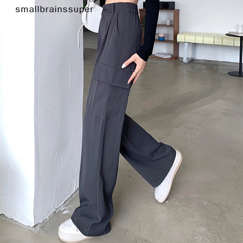 Quần Baggy Lưng Cao Ống Rộng Có Túi Phong Cách Thời Trang Harajuku Hàn Quốc Y2k SBS