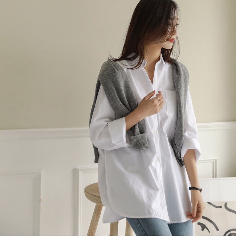 Áo Sơ Mi Nữ Tay Dài Dáng Rộng Phong Cách Mới