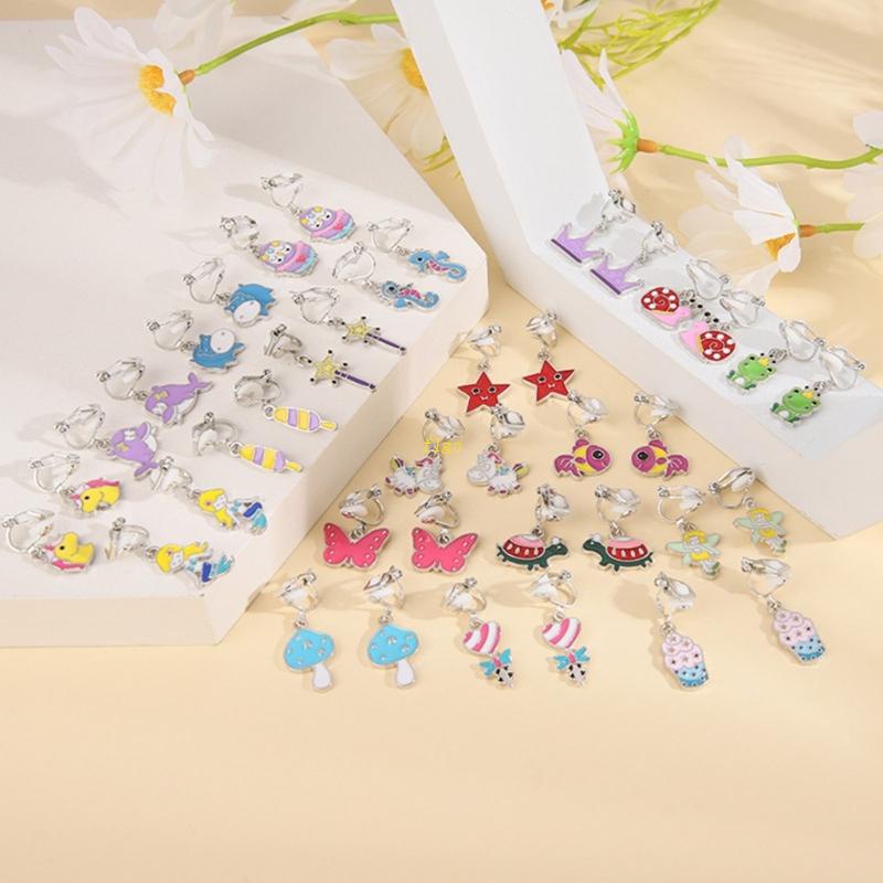 Flgo Set 20 Đôi Bông Tai Dạng Kẹp Hình Ngôi Sao / Cây Cối Nhiều Màu Sắc