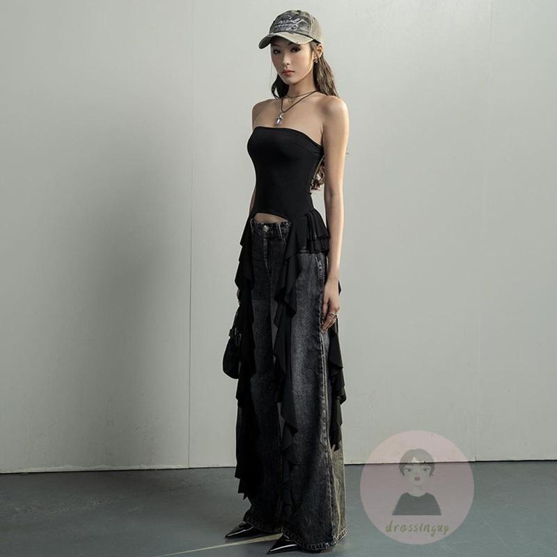 Áo Ống Nhún Bèo Không Dây Hở Lưng Thời Trang Mùa Hè Cho Nữ