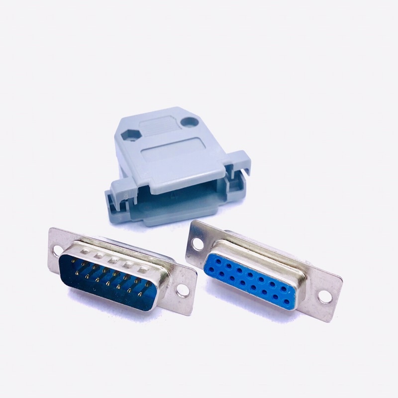 Đầu nối DB15 Bộ lắp ráp Pin DB15 2 hàng RS232 Nam Nữ và Nắp