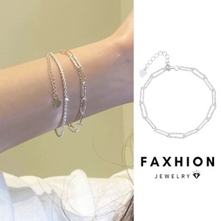 Faxhion Vòng tay chuỗi bạc Hàn Quốc Vòng tay sang trọng đơn giản dành cho nữ Trang sức thời trang Phụ kiện