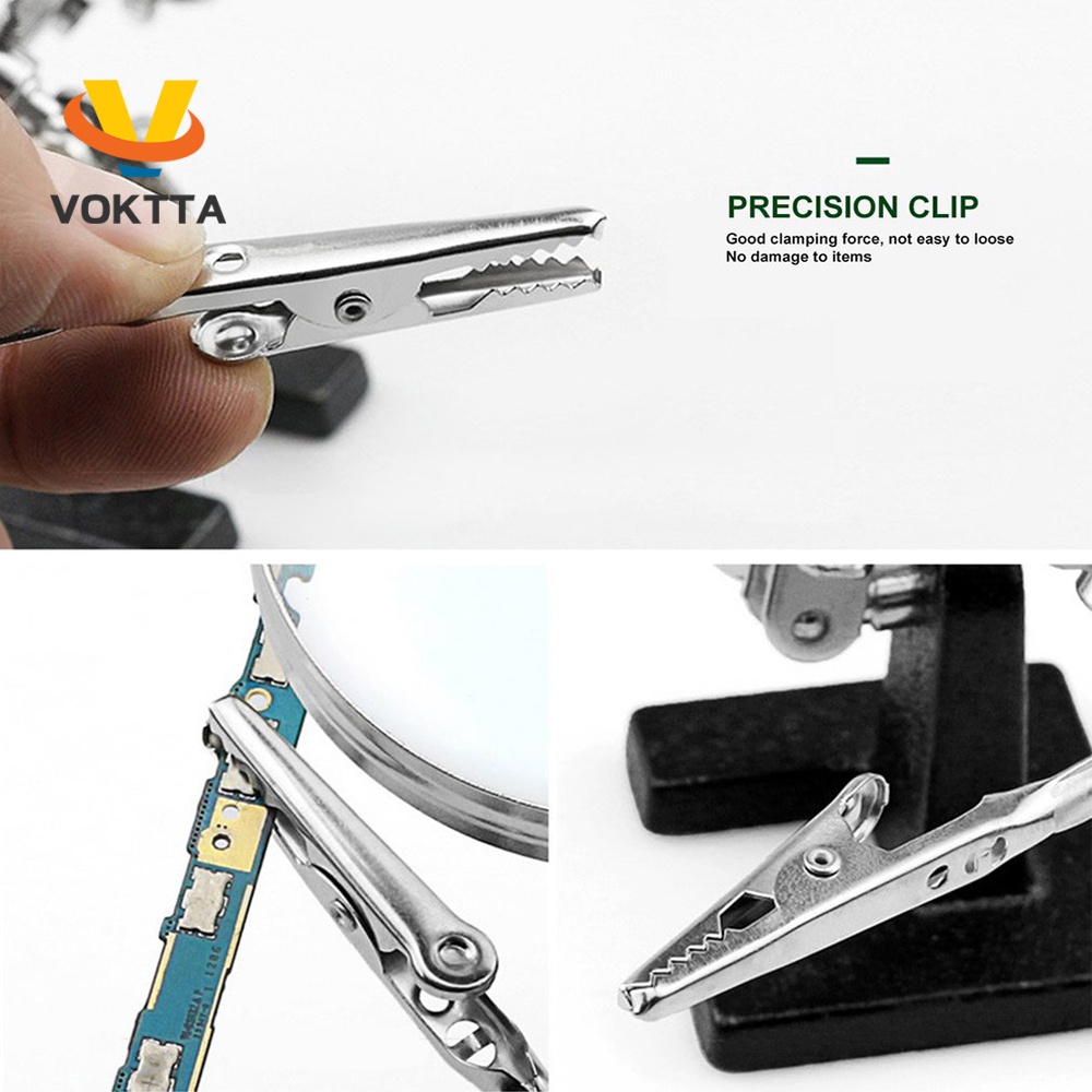 Kính lúp VOKTTA JM501 kèm đèn LED và kẹp hỗ trợ sửa chữa máy hàn 5X chuyên dụng