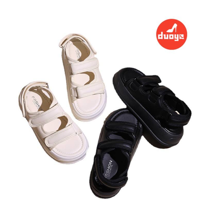 Duoya Giày Sandal Đế Phẳng Dày Dặn Phong Cách Roman Cho Nữ