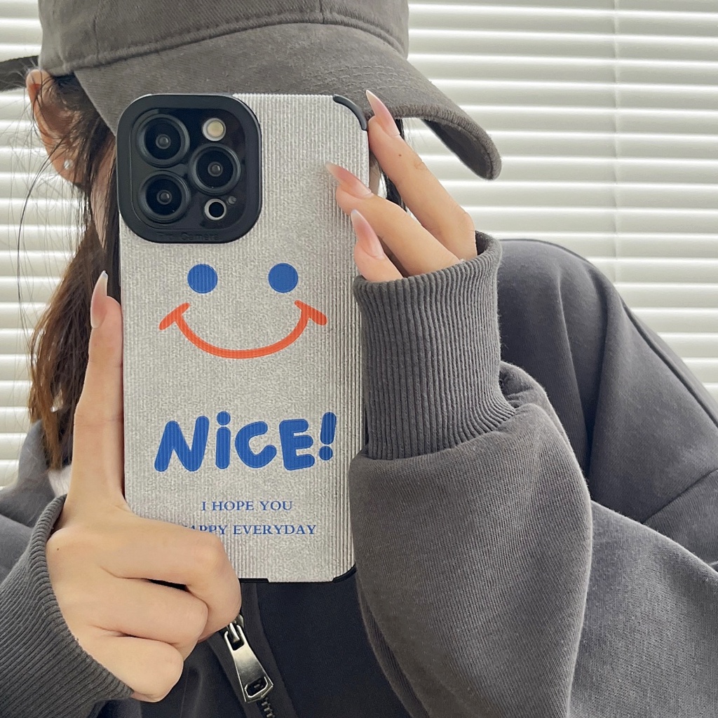 Ốp Điện Thoại tpu Dẻo Màu Xám Họa Tiết Mặt Cười Đơn Giản Chống Rơi Cho iPhone 14 13 12 11 Pro Max XS XR 7 8 Plus